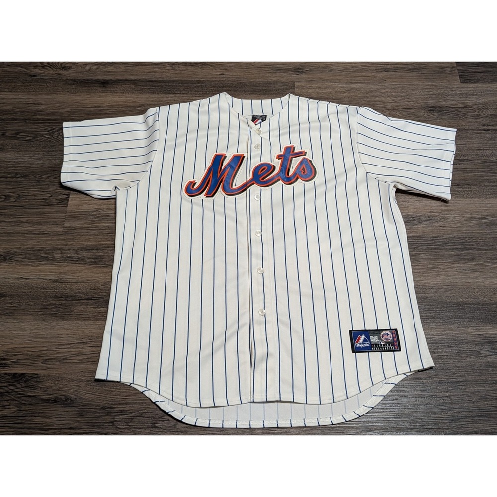 Majestic New York Mets Jose Reyes 7 Pinstripe MLB Baseball Jersey XL White 6700